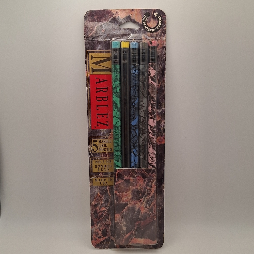 NEW Vintage Pentech Marblez Pencils 1993 Made In USA 90s Pack Of 5